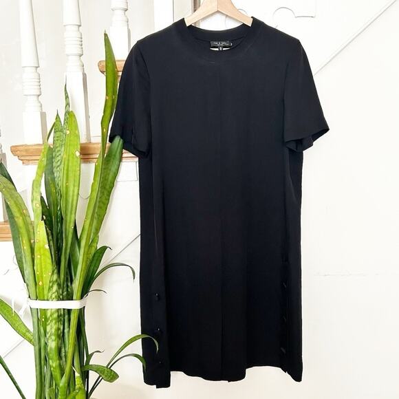 Rag & Bone Aiden Black T-Shirt Dress Short Sleeves Crewneck Stretchy Size M - Picture 2 of 8